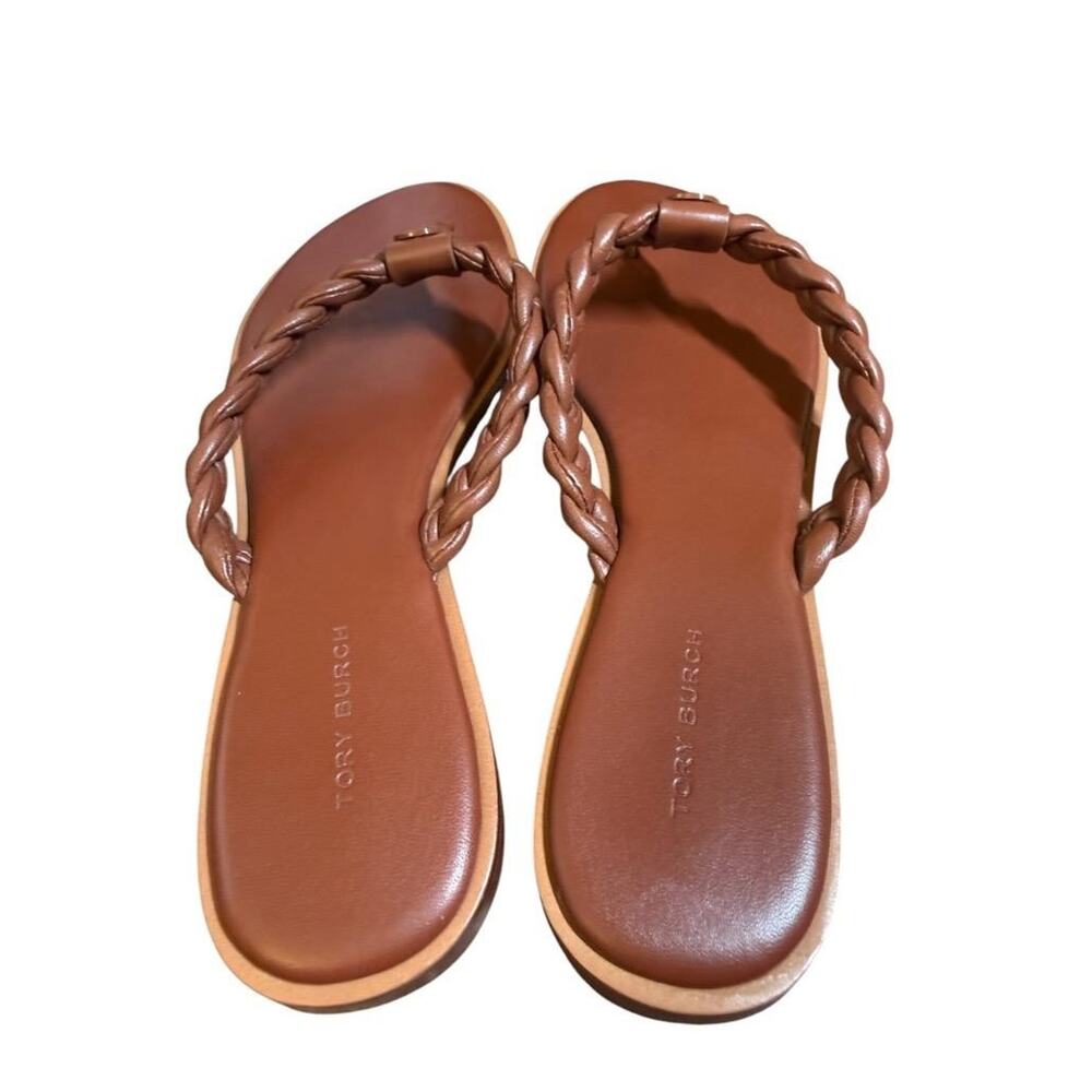 Tory Burch Benton Braided Leather Slide Sandal Brown Women size 10 - Picture 4 of 5